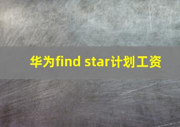 华为find star计划工资